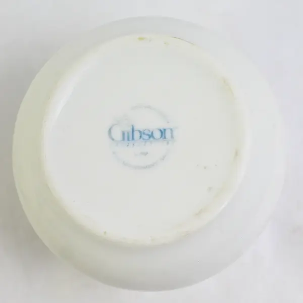 Gibson White Ceramic Sugar Bowl with Lid Floral Pattern