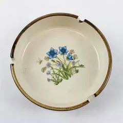 Vintage Otagiri Stoneware Ashtray Floral Bee Design Ceramic Collectible