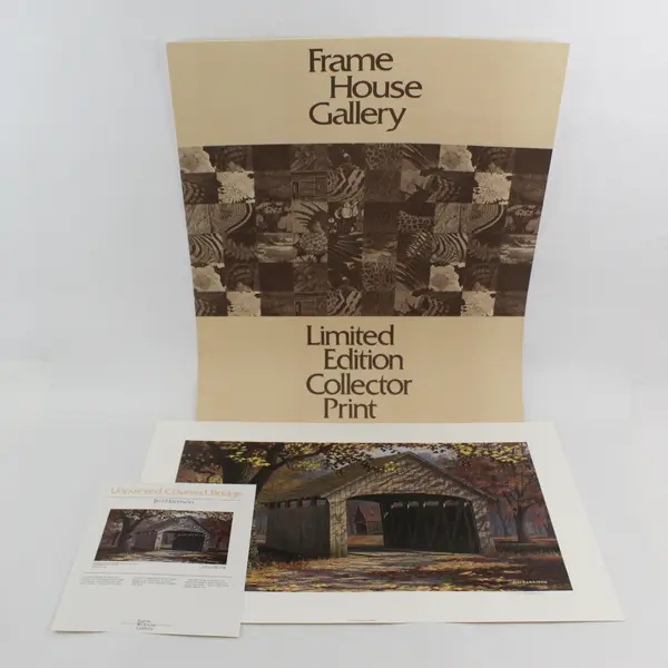 1980 Jim Harrison Signed L.E. Unpainted Covered Bridge Print 284/1500