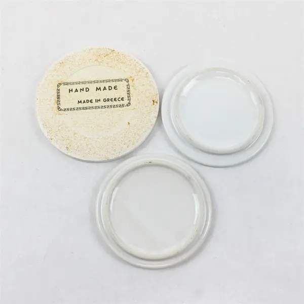 Lot of 3 Ceramic Coasters Tea Time Myconos Buck Doesn't Stop Here Anymore