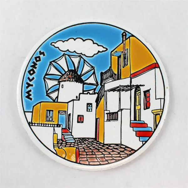Lot of 3 Ceramic Coasters Tea Time Myconos Buck Doesn't Stop Here Anymore