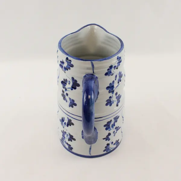 Blue White Ceramic Pitcher Decorative Serveware 8.25in