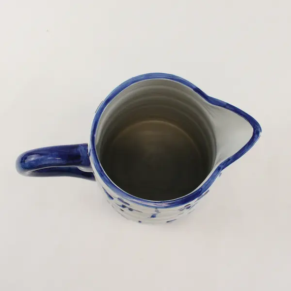 Blue White Ceramic Pitcher Decorative Serveware 8.25in