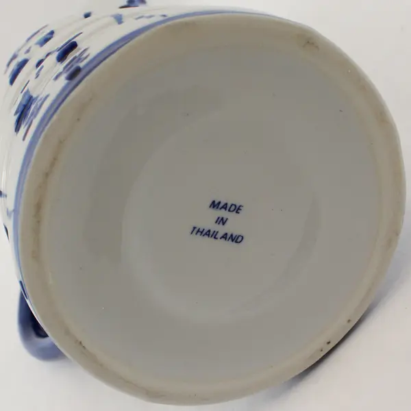 Blue White Ceramic Pitcher Decorative Serveware 8.25in