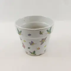 White Ceramic Hand-Painted Butterfly Planter Pot 6in Decorative Succulent