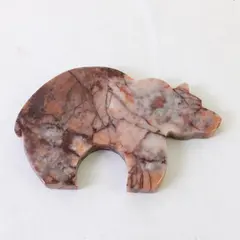 Carved Bear Stone Figurine Pink Grey Home Decor