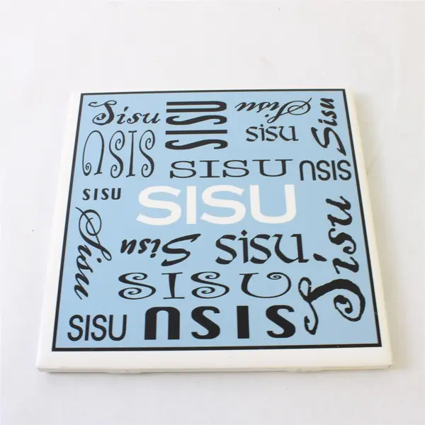 Blue White Ceramic Finnish Sisu Decorative Tile Wall Hanging Trivet