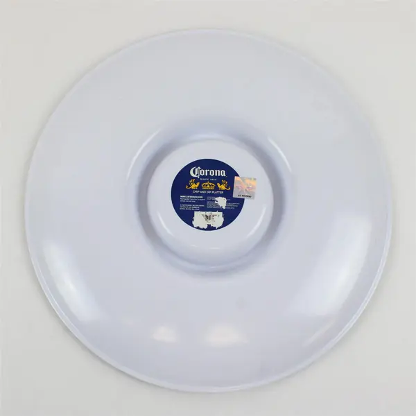 Corona Extra 13" Plastic Chips & Dip Platter Blue White Yellow