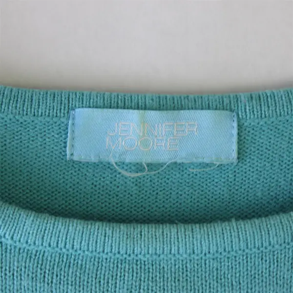 Jennifer Moore Turquoise Blue Argyle Sweater Women's Large FLAWED