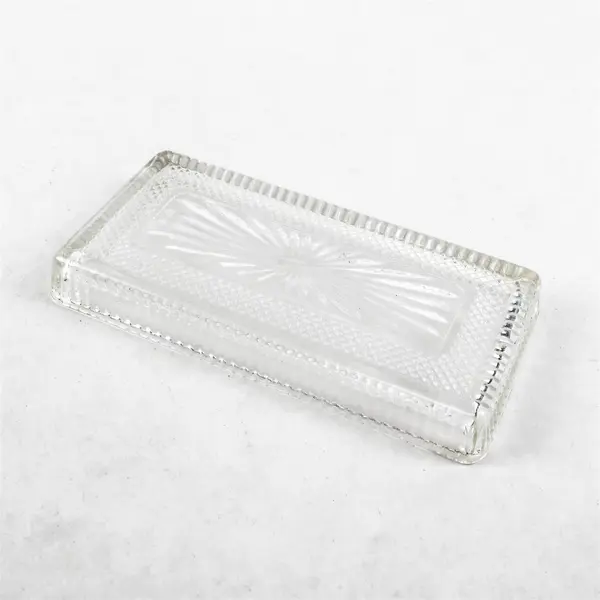 Vintage Pressed Glass Starburst Rectangular Relish Tray Butter Dish 7.5in