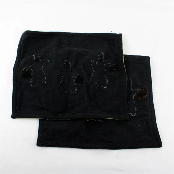 Set of 2 Halloween Felt Placemats White Ghosts Orange Pumpkins