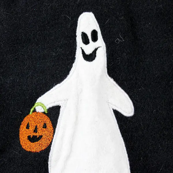 Set of 2 Halloween Felt Placemats White Ghosts Orange Pumpkins