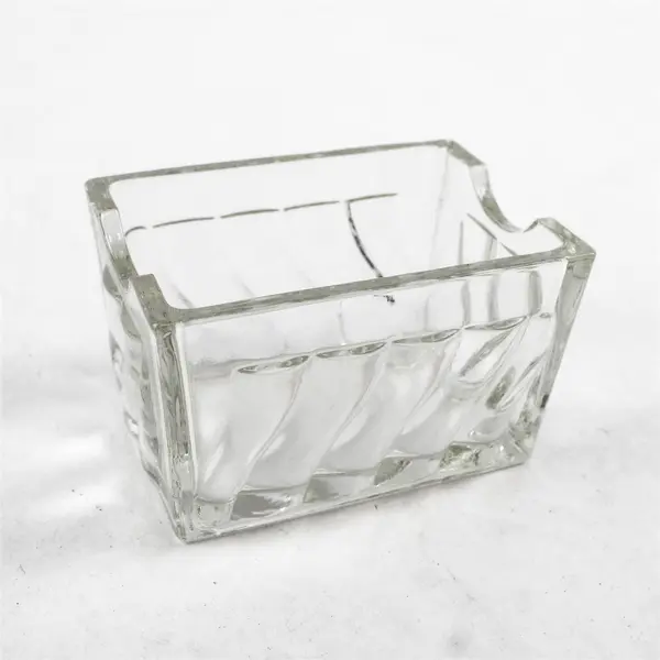 Clear Glass Sugar Packet Holder Caddy Ribbed Side Panels