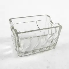 Clear Glass Sugar Packet Holder Caddy Ribbed Side Panels