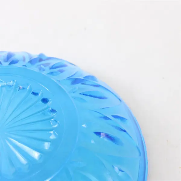 Set of 2 Vintage Blue Glass Starburst Sunray Bowls 5in Chipped
