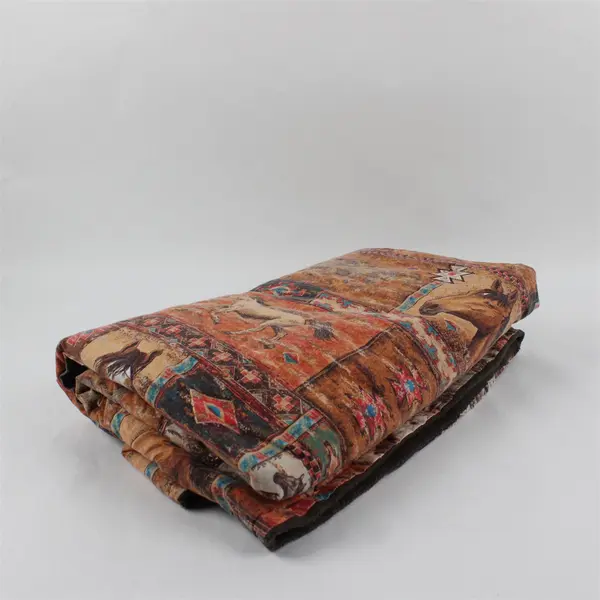 Unbranded Brown W/ Horse Print Small Rectangular Throw Blanket 38" x 64"