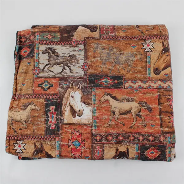 Unbranded Brown W/ Horse Print Small Rectangular Throw Blanket 38" x 64"