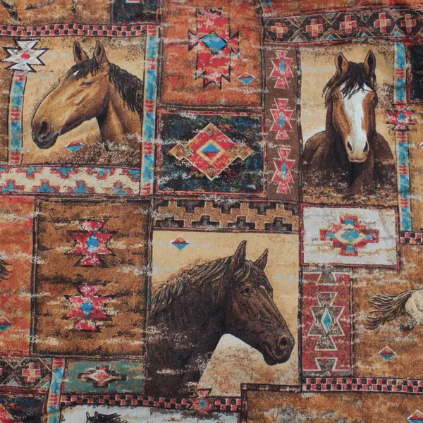Unbranded Brown W/ Horse Print Small Rectangular Throw Blanket 38" x 64"
