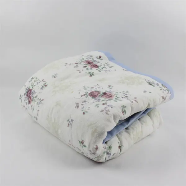 Handmade White Pink Floral 56x60 Rectangular Quilt Throw Blanket