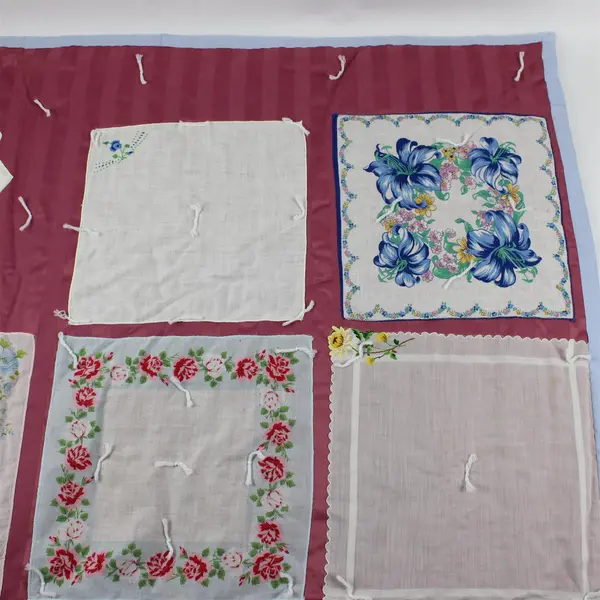 Handmade White Pink Floral 56x60 Rectangular Quilt Throw Blanket