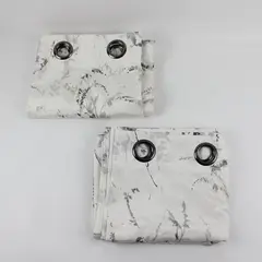Lot Of 2 Peri Matching White/Gray Abstract Floral Curtain Panels 50" x 86"