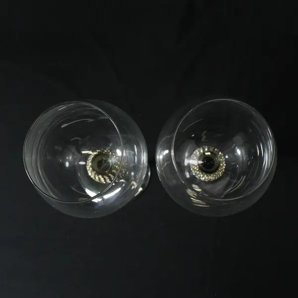 Set of 2 Rhinestone Stem Wine Glasses 10"