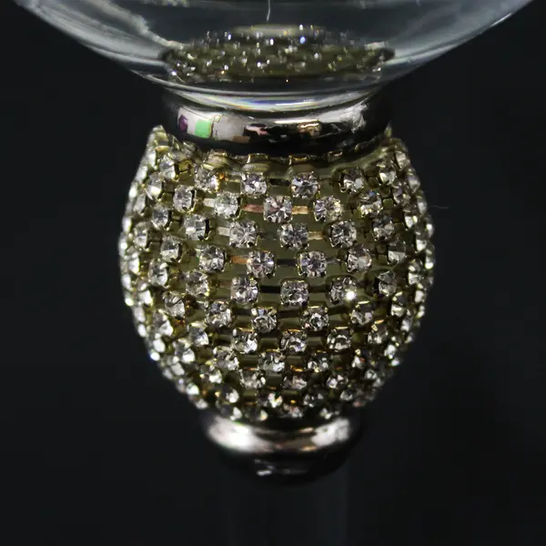 Set of 2 Rhinestone Stem Wine Glasses 10"