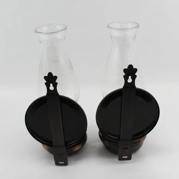 Lot of 2 Kaadan Ltd Bronze Tone Metal Kerosene Lamps Reflector Chimneys