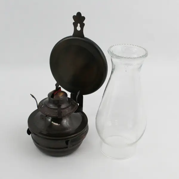 Lot of 2 Kaadan Ltd Bronze Tone Metal Kerosene Lamps Reflector Chimneys