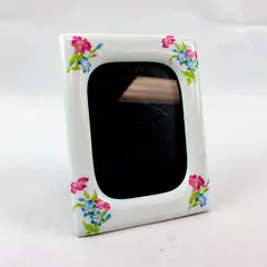 Vintage 1970s Ceramic Floral Picture Frame Fits 3.7 x 5 in Photos