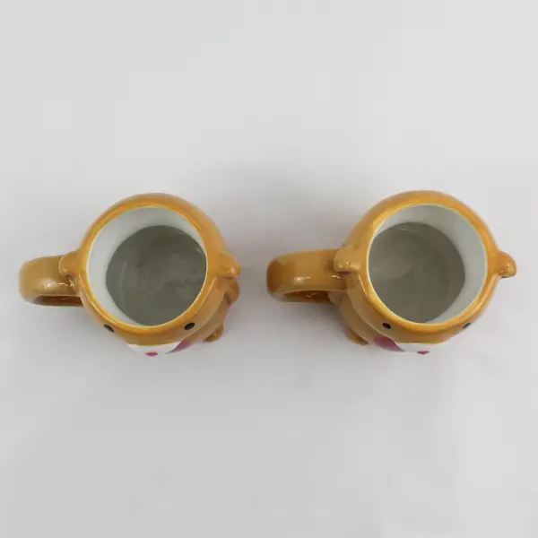 Set of 2 Golden Brown Teddy Bear Ceramic Mugs
