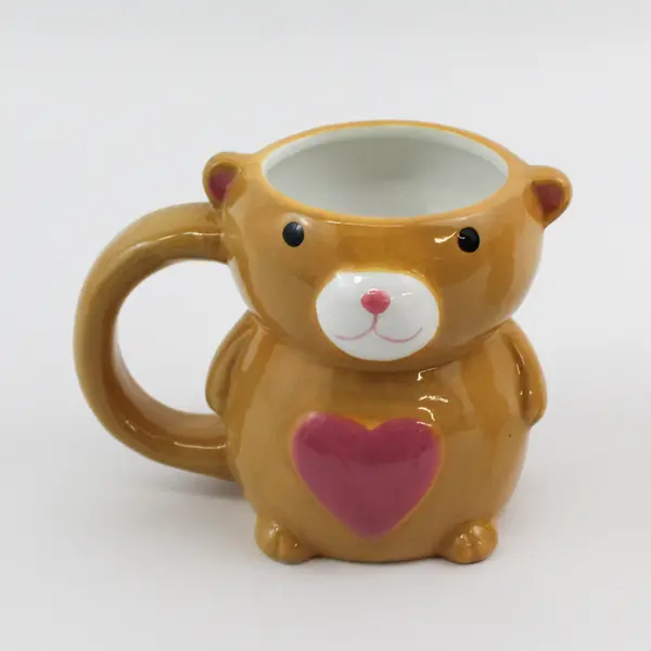 Set of 2 Golden Brown Teddy Bear Ceramic Mugs