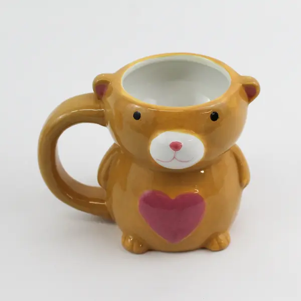 Set of 2 Golden Brown Teddy Bear Ceramic Mugs