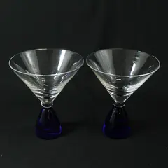 Set Of 2 Cobalt Blue Base Martini Glasses 5.75"