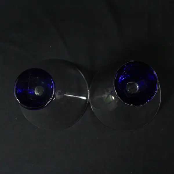 Set Of 2 Cobalt Blue Base Martini Glasses 5.75"