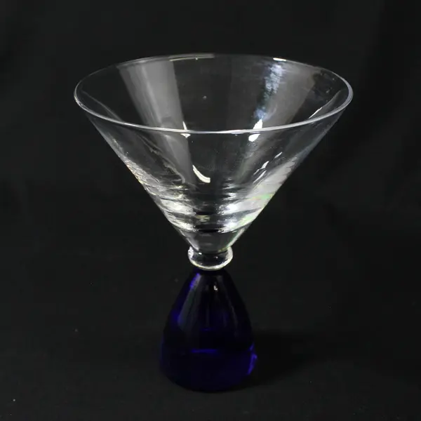 Set Of 2 Cobalt Blue Base Martini Glasses 5.75"