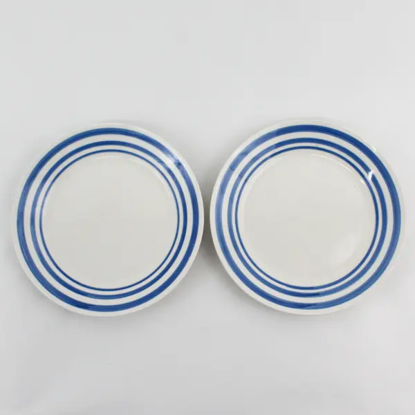 Set of 2 Everyday Gibson Triple Blue Stripe Salad Plates 7"