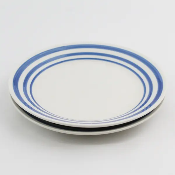 Set of 2 Everyday Gibson Triple Blue Stripe Salad Plates 7"