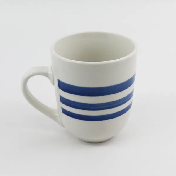 Set of 2 Everyday Gibson Triple Blue Stripe Coffee Mugs
