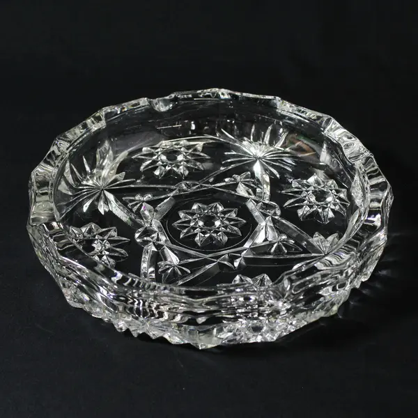 Vintage Anchor Hocking Prescut Clear Large Ashtray 7.75 in 