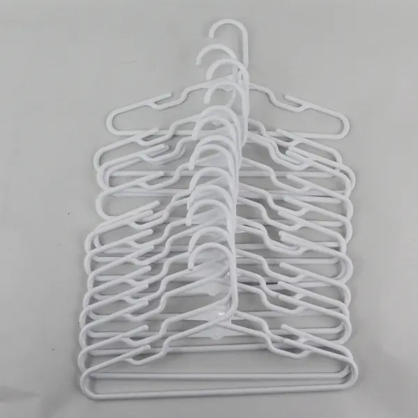 Lot of 14 White Plastic Children's Clothes Hangers Closet Organization