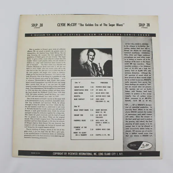 Clyde McCoy The Golden Era of the Sugar Blues 12" LP Design Records SDLP 28