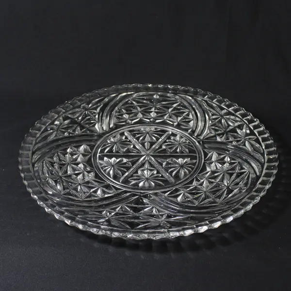 Vintage Anchor Hocking Stars and Bars 13" Torte Cake Plate 