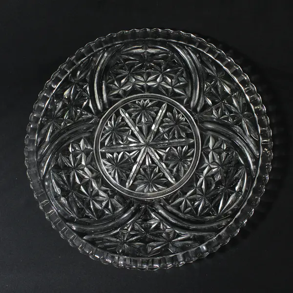 Vintage Anchor Hocking Stars and Bars 13" Torte Cake Plate 