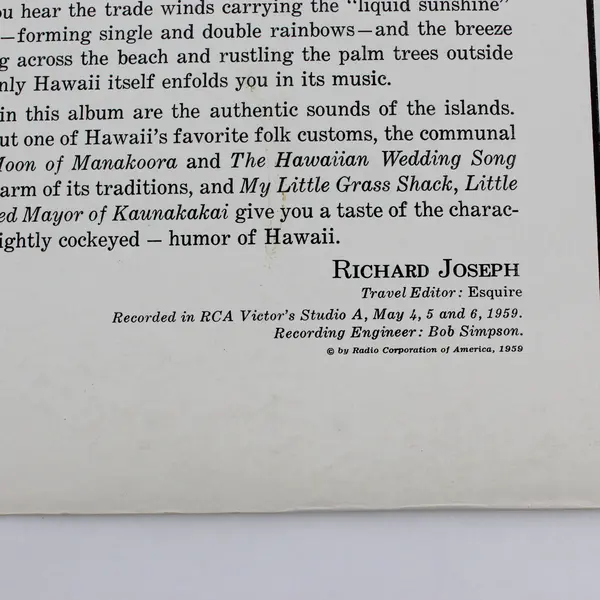 Mauna Loa Islanders Music Of The Islands 12" Vinyl Record