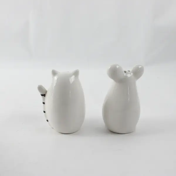 Formano Ceramic Salt & Pepper Shaker Set Cat Mouse 3 Piece