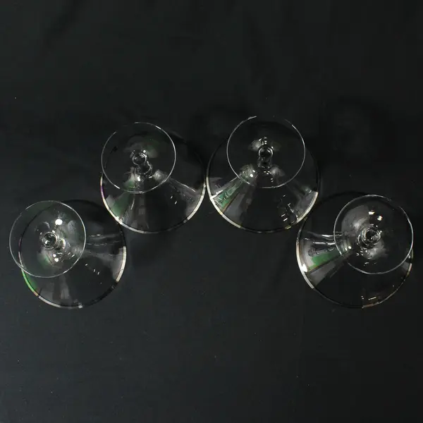 Set of 4 Platinum Rim Champagne Or Sherbet Glasses 4.75" Diameter 3.5" Height