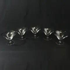Set of 5 Platinum Rim Champagne Or Sherbet Glasses 4.75" Diameter 3.5" Height