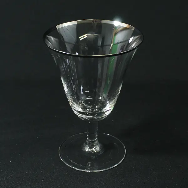 Set of 6 Crystal Platinum Rim Wine Glasses 5.25"