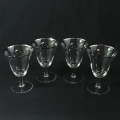 Set of 4 Crystal Platinum Rim Wine Glasses 5.25"